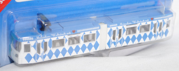 00000d BOMBARDIER Straßenbahn (Typ Gelenkwagen mit aufgesatteltem Endwagen), himmelblau/reinweiß, in