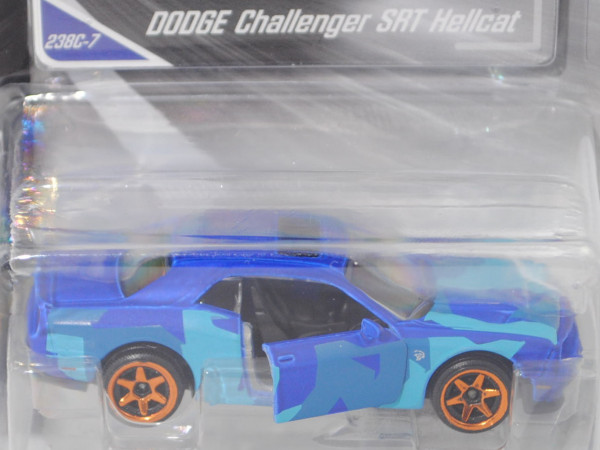 Dodge Challenger SRT Hellcat (Modell 14-18), h.-ultramarinblau matt, Nr. 238C-7, majorette, 1:66, mb