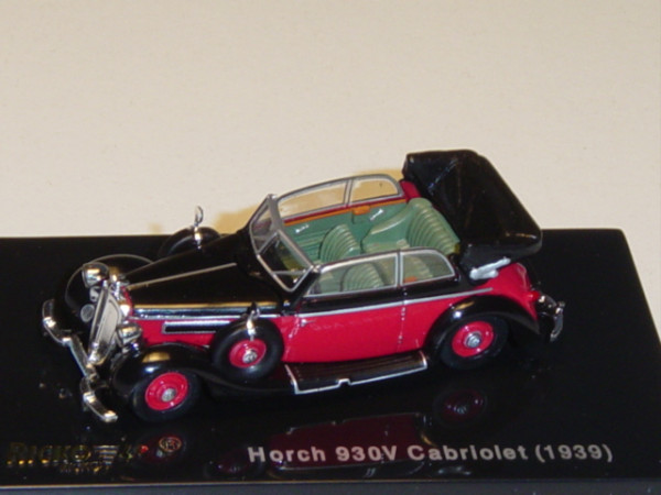 Horch 930V Cabriolet 1939, schwarz/karminrot, Verdeck offen, Ricko / Busch, 1:87, PC-Box