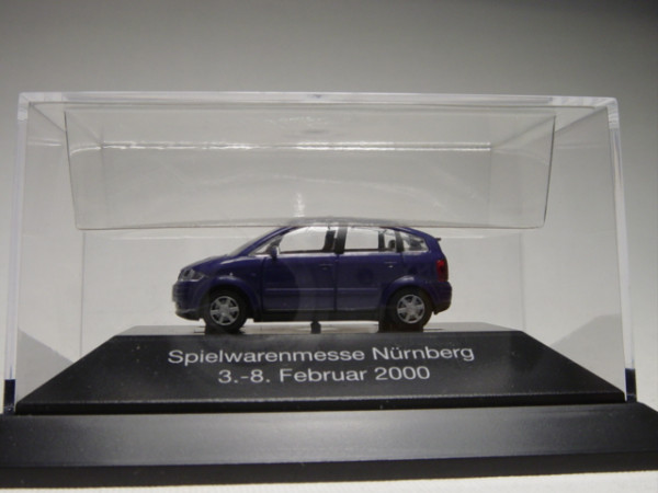 Audi A2, dunkelblau, Spielwarenmesse Nürnberg 2000, Rietze, 1:87, PC-Box
