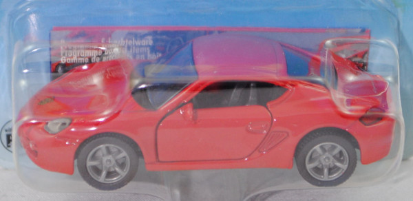 00000 Porsche Cayman S (1. Gen., Typ 987c, Modell 2005-2009), hell-karminrot, SIKU, 1:55, P29a m-