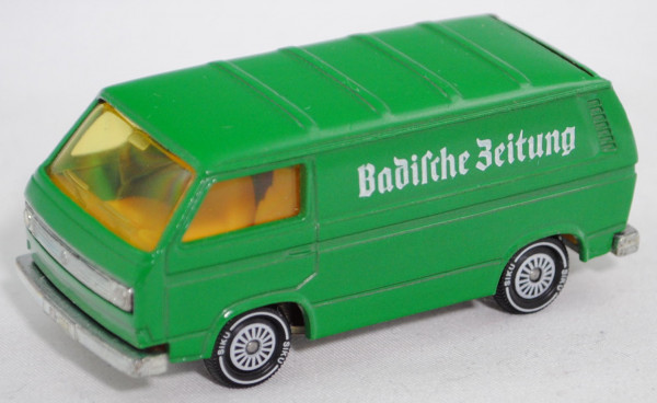 VW Transporter Kastenwagen 2,0 Liter (Typ T3, Modell '80), Mod. 79-82), grün, Badische Zeitung, SIKU