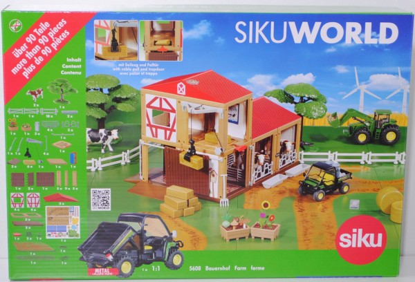 00000 Bauernhof für SIKU WORLD, Inhalt: 1 Gebäude; John Deere XUV 855D PS 4x4 Gator, L18
