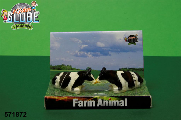 2 Kühe liegend passend zu Farmer 1:32 Bauernhof Tiere Kids Globe 