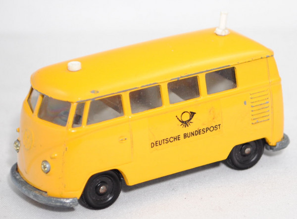 00000 VW T1 (1. Gen., Typ 2 T1, Mod. 1960-1963) Peilwagen, gelb, Peilantenne defekt, Fac, SIKU 1:60