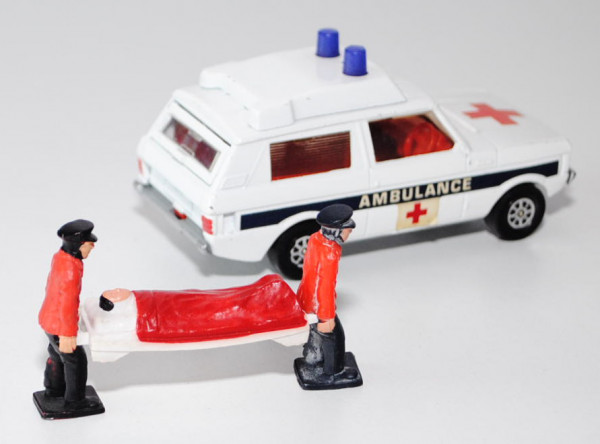 Range Rover Ambulance, reinweiß, saphirblauer Streifen auf den Seiten, AMBULANCE / rotes Kreuz, mit