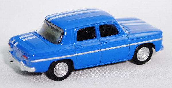 Renault 8 Gordini (Modell 1964-1967, Baujahr 1965), dunkel-himmelblau, mit 2 weißen Streifen, 1:54,