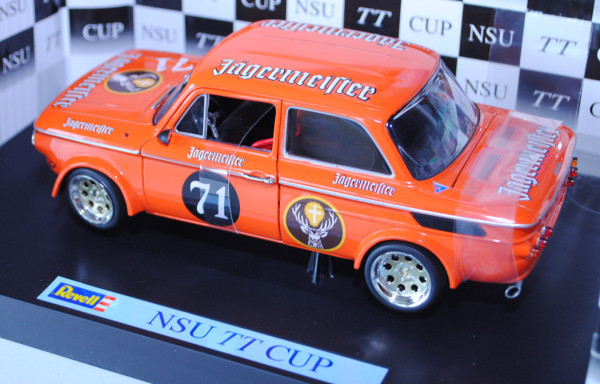 NSU 1300 TT Cup Racing (Typ 67), Modell 1967-1972, orange, Fahrer: Willi Bergmeister, Jägermeister,