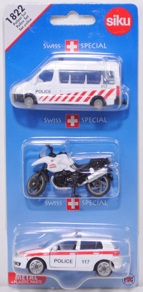 03900 Polizei Set: MB Sprinter II+BMW R1200 GS+VW Golf VI, weiß, POLICE 117, P29e (Limited Edition)