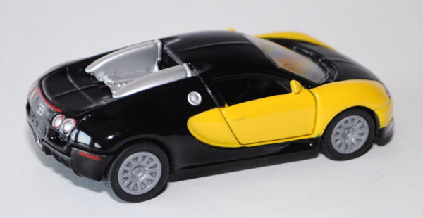 00001 Bugatti EB 16.4 Veyron (Modell 2005-2012), verkehrsgelb/schwarz, innen schwarz, Lenkrad schwar