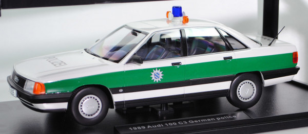 Audi 100 (C3, Typ 44, Facelift 1988, Modell 1988-1991) Polizei Bayern, alpinweiß, TRIPLE9, 1:18, mb