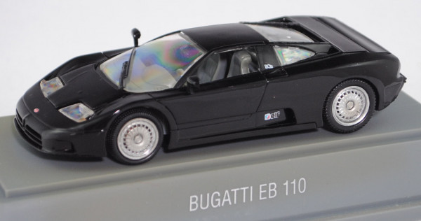 Bugatti EB 110 (Typ Prototyp, Modell 1991), schwarz, mit Datenblatt, Revell EDITION, 1:43, PC-Box