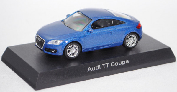 Audi TT Coupé (Typ 8J, Mod. 06-14), arubablau perleffekt, mit Sammelkarte, Kyosho, 1:64, Haubenbox