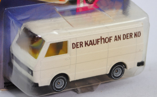 VW LT 28 Kastenwagen (Modell 1975-1986), reinweiß, innen zinkgelb, Lenkrad integriert, DER KAUFHOF A