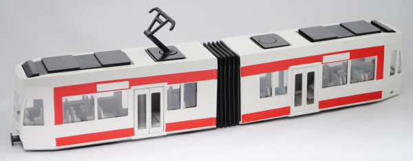 00001 DÜWAG MGT6D Straßenbahn-Niederflur-Gelenktriebwagen, weiß, rote Streifen auf den Seiten, L15