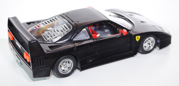 Ferrari F40, Modell 1987, schwarz, Türen + Motorhaube zu öffnen, mit Lenkung, Bburago DIE CAST VIP,