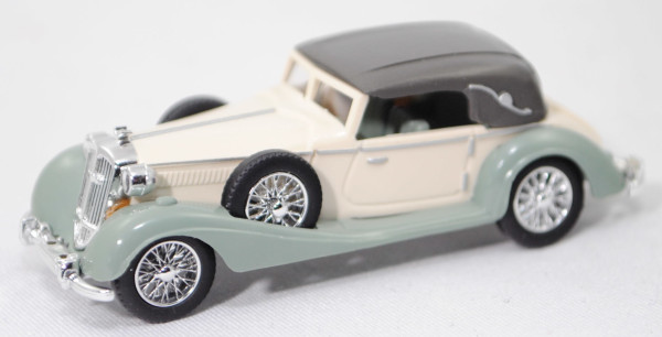 Horch 853 Sport-Cabriolet (Modell 1935-1939), perlweiß / dunkel-blassgrün, Busch, 1:87, Faltbox