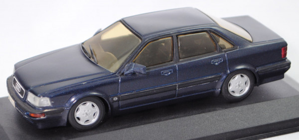 Audi V8 (Baureihe D11, Typ 4C, Modell 1988-1994), indigo perl-effekt, Minichamps, 1:43, PC-Box m-
