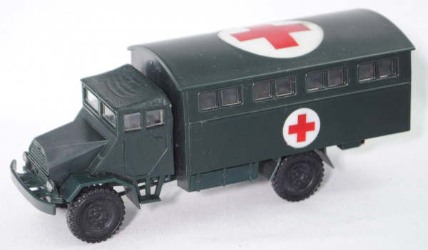 00000 LKW 3t gl geschl Großraum KrKw (Ford G 398 SAM, Mod. 56-61) Militär-Krankenwagen, schwarzgrün