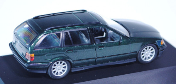 BMW 328i Touring (Typ E36/3), Modell 1995-1999, tannengrünmetallic, Türen zu öffnen, Schuco, 1:43, P