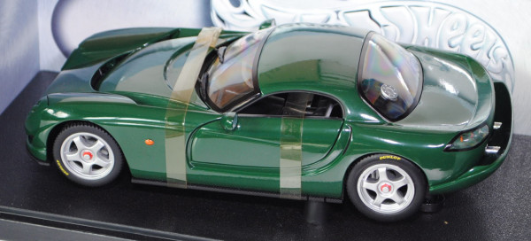 TVR Speed 12, Modell 1998, moosgrün, Türen + Motorhaube zu öffnen, HOT WHEELS®, 1:18, mb