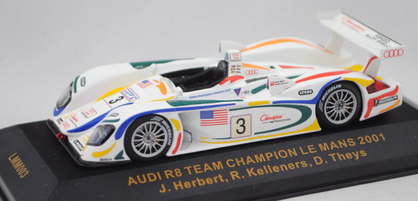 Audi R8, Team Champion Racing, Le Mans 2001, Herbert/Kelleners/Theys, Nr. 3, IXO, 1:43, PC-Box