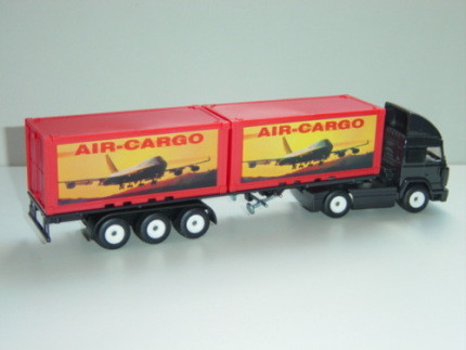 Iveco TurboStar Container-LKW, schwarz/erdbeerrot, AIR-CARGO, neue Kupplung, Zugmaschine mit 2 Achse
