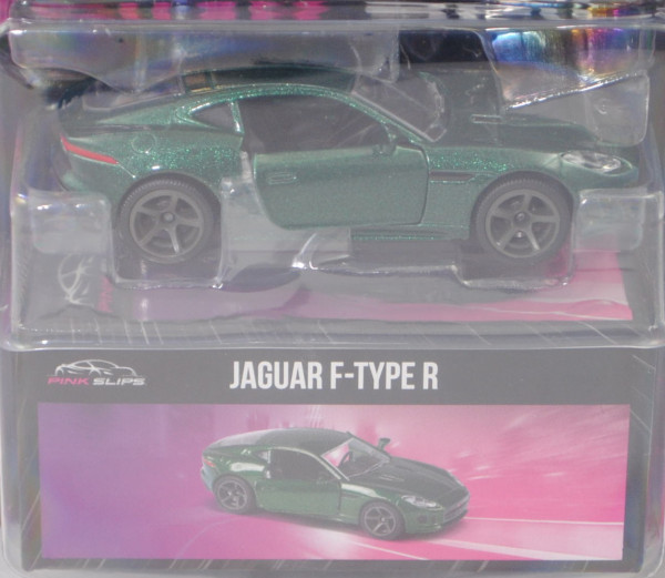 Jaguar F-Type Coupé R 5.0 V8 AWD (Typ X152, Mod. 14-17), moosgrünmet., Jada TOYS by majorette