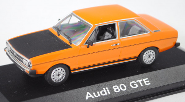 Audi 80 GTE (B1, Typ 80, Mod. 1975-1976), cadizorange (Lacknummer L21C), Minichamps, 1:43, Werbebox
