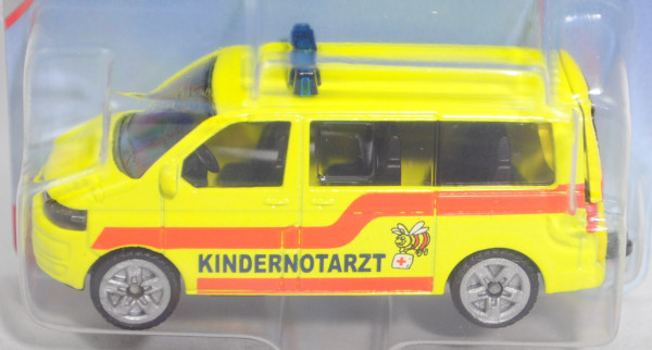 00004 VW T5 facelift Multivan (Mod. 2009-2015) Kinder-Notarztwagen, gelb, hohe Blaulichtleiste, P29e