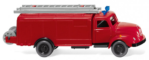 Feuerwehr - Magirus S 3500 (Mod. 1952-1955) Spritzenwagen, rot, Chassis schwarz, Wiking, 1:87