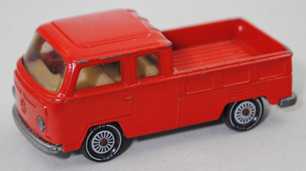 00008 VW Transporter T2 DoKa (Modell 1971-1972), rot, Verglasung rauch, R11 glatt, SIKU, 1:60, vsc