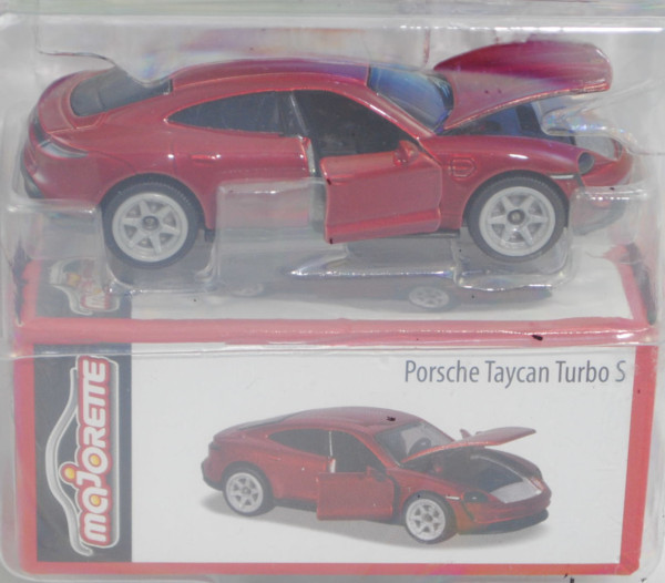 Porsche Taycan Turbo S (Typ 9J1, Modell 2019-) (Nr. 209P), cherrymetallic, majorette, 1:63, Blister