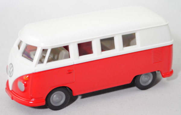 00000 VW Transporter 1200 Kombi (1. Gen., Typ 2 T1, Modell 1963-1964), weiß/rot, SIKU, 1:50, L17mpK