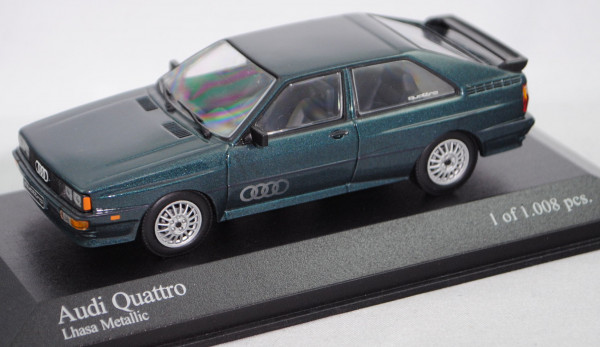 Audi quattro (Baureihe B2, Typ 85Q, Modell 1980-1982), lhasa metallic, Minichamps, 1:43, PC-Box