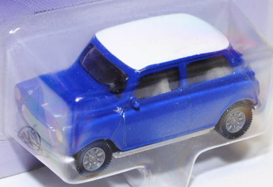 00002 Mini Cooper (Typ MK VI, Modell 1992-1996), ultramarinblau, Dach reinweiß, innen grauweiß, Lenk