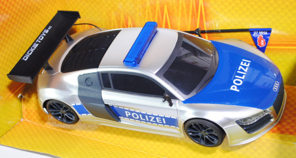 Audi R8 LMS (Typ R16) Highway Patrol, silber/blau, POLIZEI, mit Fernsteuerung, DICKIE TOYS, 1:16, mb