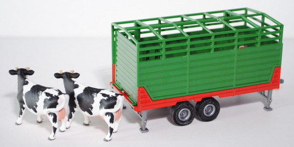 00001 Viehanhänger, verkehrsrot/smaragdgrün, Kühe mit Blickrichtung nach rechts, L17mpP