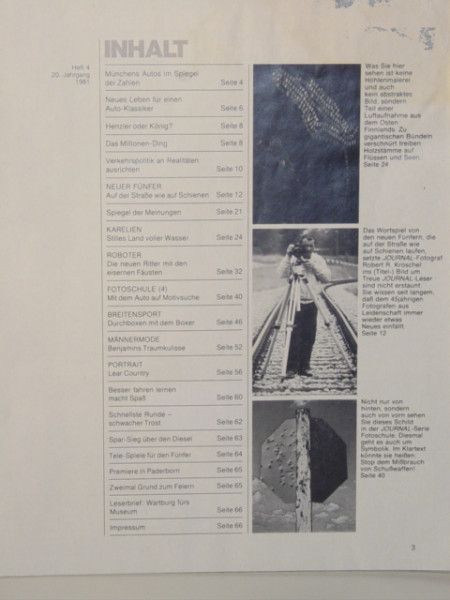 BMW JOURNAL, Heft 4, 1981, Heft mit Wasserschaden