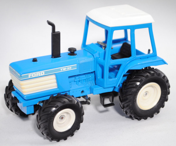 00000 Ford TW-35 Traktor (Mod. 1983-1986), weiß/blau, Heckkupplung mit Kunststoffaufsatz, 1:32, L11a