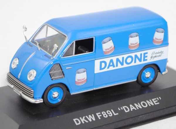 DKW-Schnellaster Kastenwagen (Typ F 89 L Dreigang, Modell 1949-1952), blau, DANONE, IXO, 1:43, mb