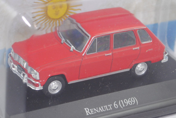 IKA Renault 6 (fünftürige Limousine, Modell 1969-1978), signalrot, EDITION ATLAS, 1:43, Hauben-Box