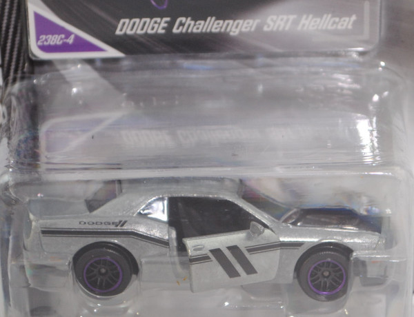 Dodge Challenger SRT Hellcat (3. Gen., Facelift, Mod. 14-), silbergraumetallic, majorette, 1:66, mb