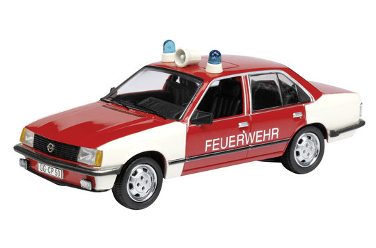 Opel Rekord E1 (Modell 1977-1982), verkehrsrot/cremeweiß, FEUERWEHR, Schuco, 1:43, PC-Box (Limited)