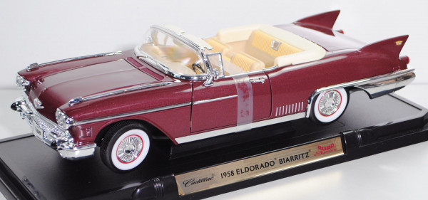 Cadillac Eldorado Biarritz (3. Gen., Bauj. 1958), d.weinrotmet., ROAD Signature / Yatming, 1:18, mb