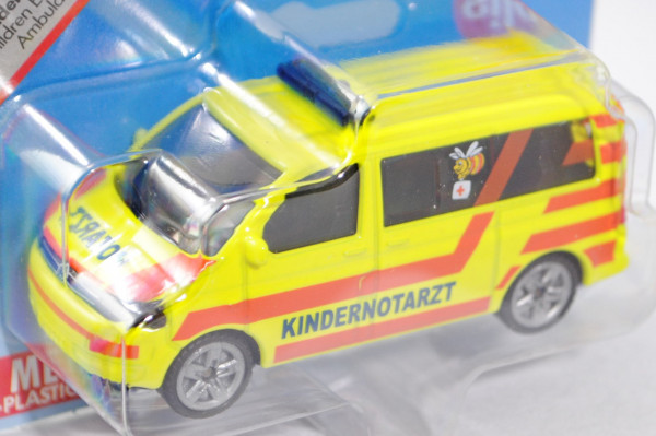 00001 VW T5 facelift Multivan (Modell 2009-2015) Kinder-Notarztwagen, leuchtgelb, innen schwarz, Len