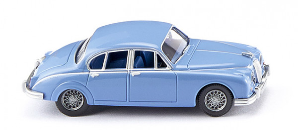 Jaguar MK II (Mod. 1959-1967, Bj. 1959), blau, innen brillantblau, Lenkrad schwarz, Wiking, 1:87, mb