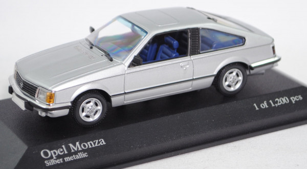 Opel Monza 3.0 E (Typ Monza A1, Modell 1978-1981), astrosilber metallic, Minichamps, 1:43, PC-Box
