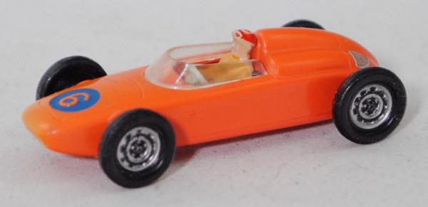 00004b Porsche 787/F1 Monoposto (Mod. 1961), orange, 6, Rennfahrer mit heller Hautfarbe, vergilbt