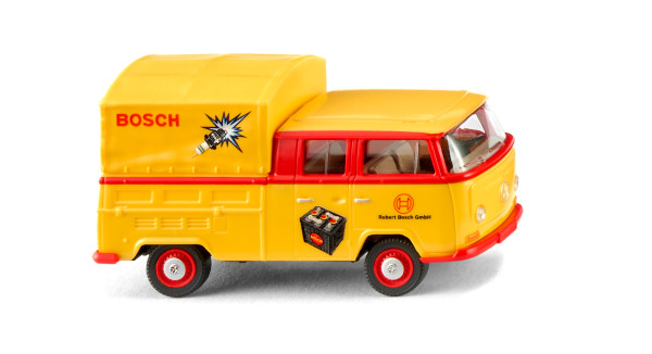 VW DoKa Doppelkabine Pritschenwagen (Typ 2 T2a, Modell 67-71), rot/gelb, Bosch, Wiking, 1:87, mb